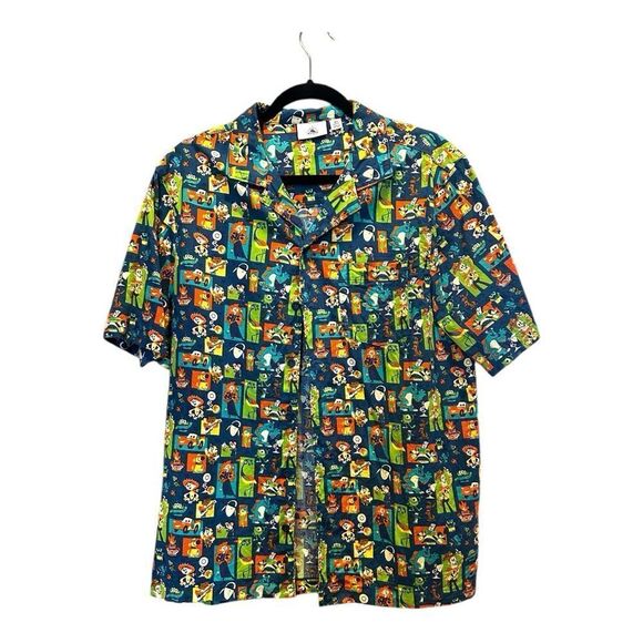 Disney Parks Pixar Characters Button-Down Short Sleeve Shirt Mens medium - Picture 2 of 9